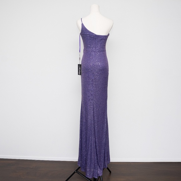 Le Femme Sequin One Shoulder Gown - Picture 3 of 13